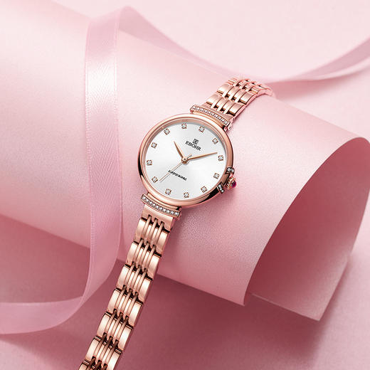 依波表EBOHR手表INS风女士官方正品钢带石英表女表小巧小表盘5657 商品图2