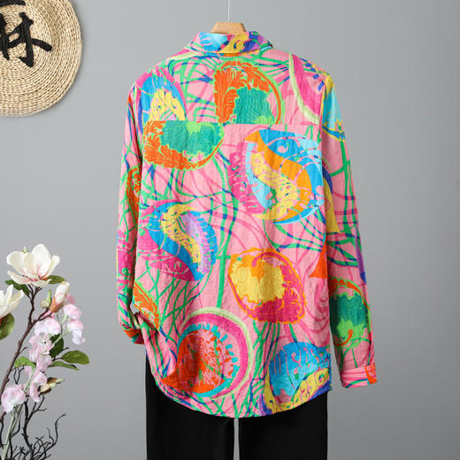雀说新款文艺宽松大码显瘦长袖洋气彩色衬衫上衣AL3600 商品图1