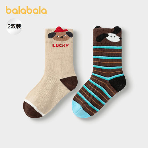 巴拉巴拉宝宝袜子冬季萌趣袜婴幼儿中筒袜提花两双装 商品图1