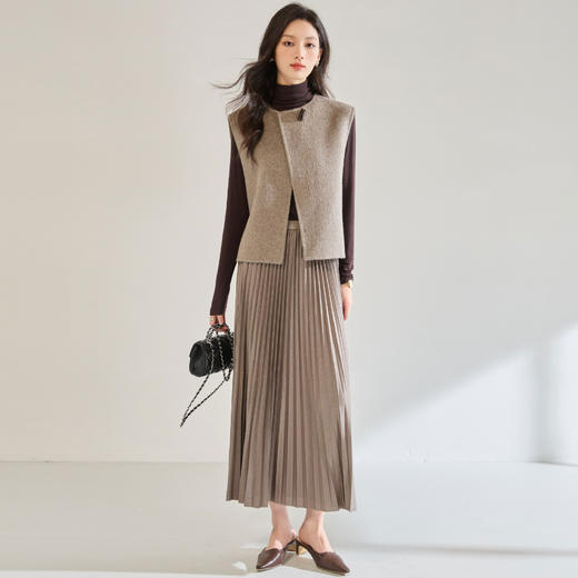 「高货sh」全新升级【铂金会员404/天猫539/差价135】(93950)洛诗琳轻奢气质羊毛无袖上衣2025秋冬气质双面呢马甲外套 商品图1