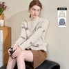 西遇韩系蝴蝶结小狗提花圆领针织衫女秋季新款百搭软糯毛衣H0055232 商品缩略图1
