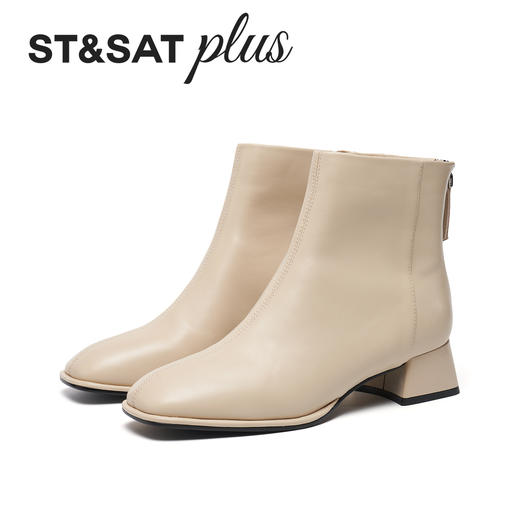 【绒里可选】星期六简约素面百搭粗跟短靴SSD4116177/SSD4118177 商品图6