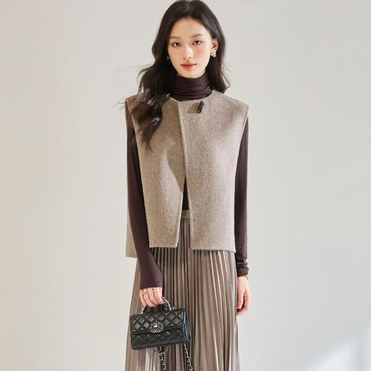 「高货sh」全新升级【铂金会员404/天猫539/差价135】(93950)洛诗琳轻奢气质羊毛无袖上衣2025秋冬气质双面呢马甲外套 商品图2