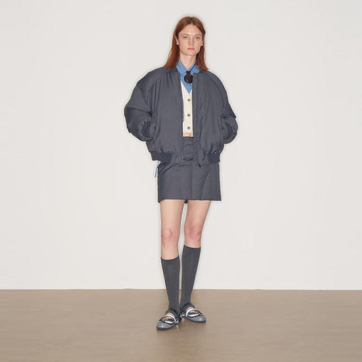 lost in echo2025早秋新款宽松拉链飞行夹克保暖鸭绒羽绒服短外套 商品图0