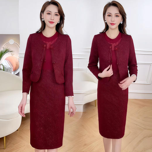 QYM 1125X18-Y小香风外套大码两件套连衣裙 商品图0