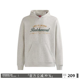 REDCHARCOAL 红炭花灰色绣花连帽卫衣男秋季新款潮牌宽松男士上衣