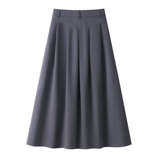 丁摩 灰色垂感百褶半身裙女春秋高腰显瘦中长款宽松西装裙5ZF-02813 商品图2