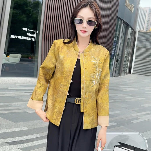 QYM 5951-Y时尚国风外套刺绣花宽松休闲中式休闲 商品图2