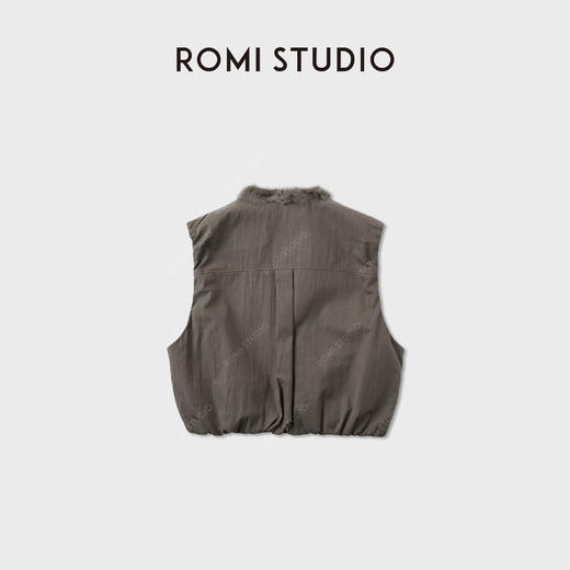 ROMI STUDIO“绒雾”小湖羊羔胎羊皮毛一体水波纹马甲RWCWW86346 商品图2