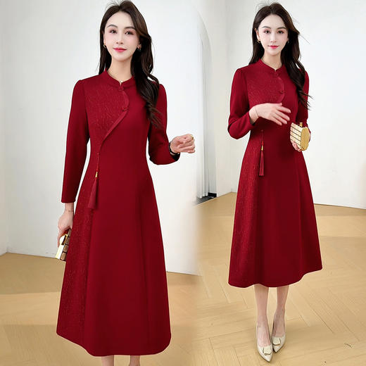 QYM SDB08-Y连衣裙气质优雅女装旗袍裙复古 商品图2