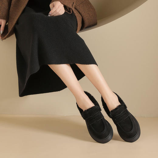 westory2024年秋冬新款休闲风厚底平跟舒适百搭毛毛鞋休闲鞋W24DM8502120Z 商品图5