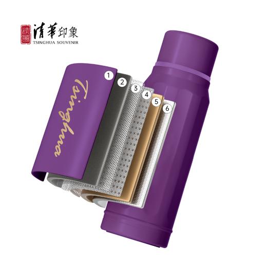 清华文创手写体英文便携保温杯（纯紫款） 商品图5