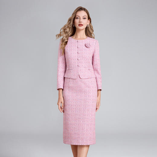 「高货deo」全新升级【铂金会员404/天猫549/差价145】(02234)洛诗琳高级感优雅小香风连衣裙2025秋季假两件显瘦裙子 商品图0