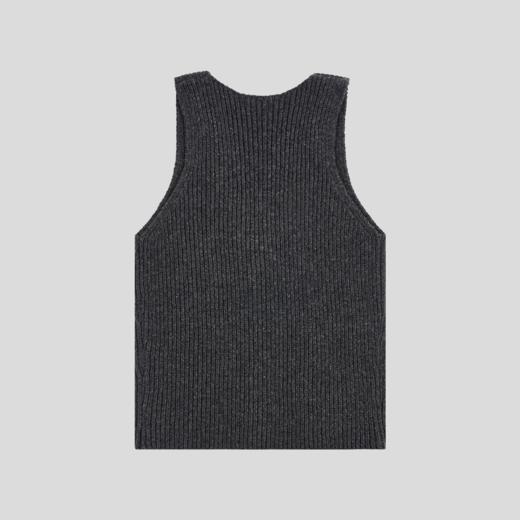 GOODBAI 粗体logo贴布绣V领纽扣扭绳针织背心 商品图4