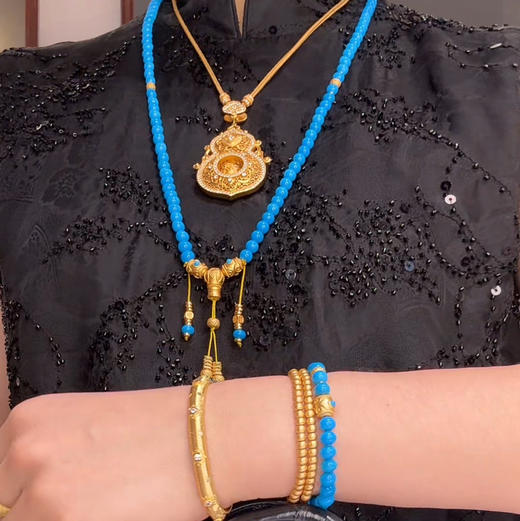 GAONAS  碧金缠云 中式贵气蓝色珠链11488XGO 商品图3