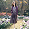 雀说显瘦洋气欧货潮时髦休闲紫色针织开衫衬衣半身裙AL5280 商品缩略图1