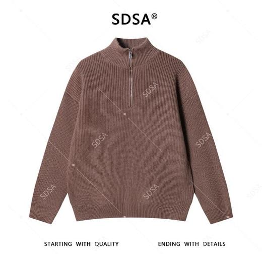 337SDSA男士秋冬新款痞帅男装潮牌纯色半拉链立领针织衫时尚休闲毛衣 商品图1