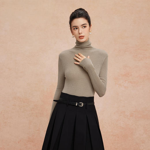 QG632斯尔丽25秋季新款超细纱支高领打底百搭细腻柔软贴身长袖针织衫 商品图4