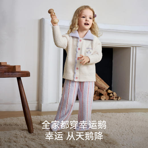 【宝宝服饰】嫚熙儿童家居服幸运鹅半边绒男女童宝宝加厚加绒保暖睡衣套装 商品图2