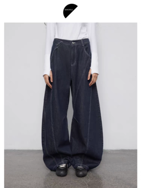 半圆/Q5753786/不规则分割阔腿牛仔裤