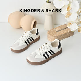 经典鲨2025年秋专柜新款韩版潮流时尚拼色平底休闲德训鞋女KW313-537111