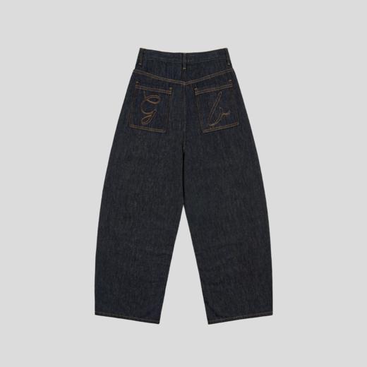 GOODBAI GB绣花拼接阔腿弯刀牛仔长裤 商品图4