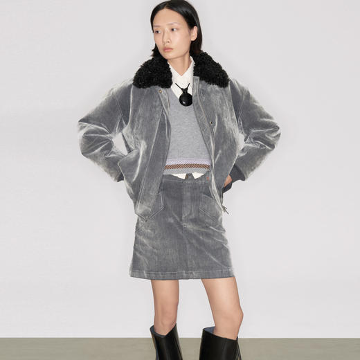 lost in echo2025早秋新款复古毛领保暖加绒宽松飞行员夹克外套女 商品图4