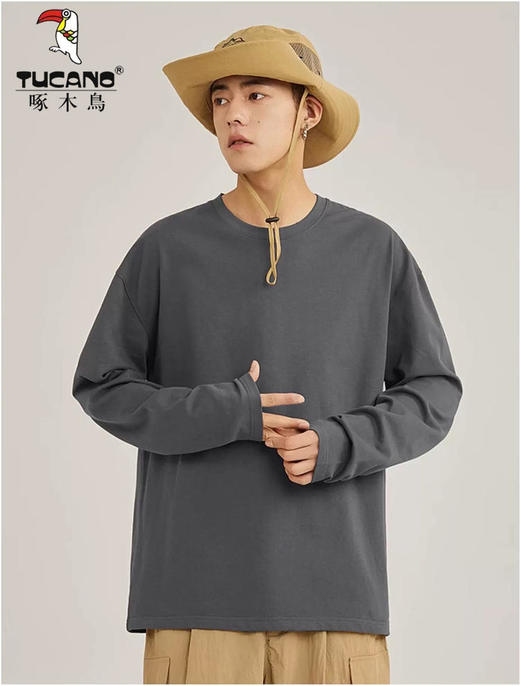 【任选三件99元，拍单件不发】啄木鸟230G重磅纯棉长袖T恤 商品图7