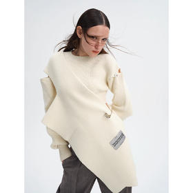 启世录TIWILLTANG“烟雨抉痕”原创针织衫女春季肩部套头毛衣