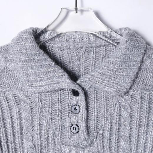 9925SDSA男士秋冬新款痞帅男装复古纽花polo领针织衫慵懒风百搭毛衣 商品图2