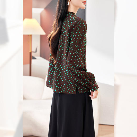 KQ时尚品牌双绉真丝衬衫女长袖2025秋装新款波点桑蚕丝薄款上衣小衫 商品图3