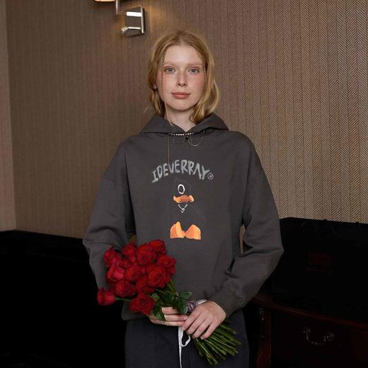 IDEVERRAY发泡小黑鸭连帽卫衣男宽松国潮上衣外套情侣装纯棉秋装 商品图2