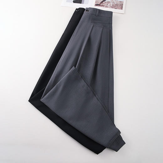 丁摩 灰色垂感百褶半身裙女春秋高腰显瘦中长款宽松西装裙5ZF-02813 商品图4