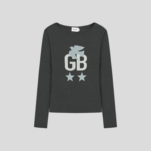 GOODBAI 星星白鸽GB印花正肩收腰长袖T恤 商品图2