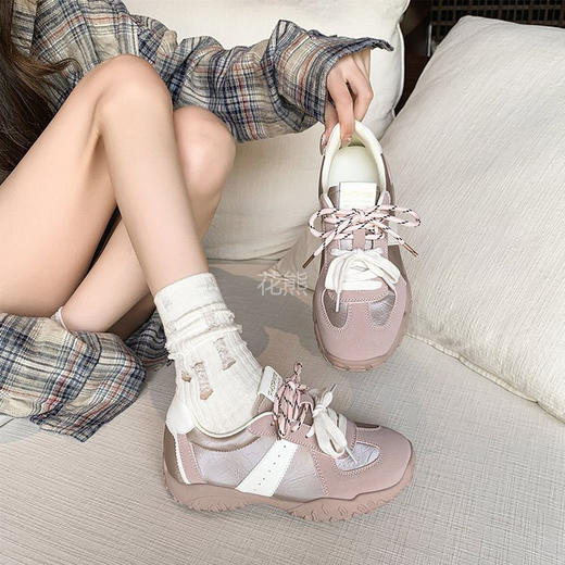 【SKUWXSRQ圆头系带运动老爹鞋】长腿制造机，7cm内加高!!5cm内增鞋垫+2cm鞋跟，隐形无感“长高”修正肉感线条，显腿又细又直又长~~Q弹软糯脚感，好走不累脚 商品图4