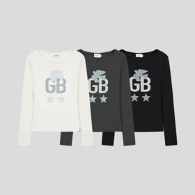 GOODBAI 星星白鸽GB印花正肩收腰长袖T恤