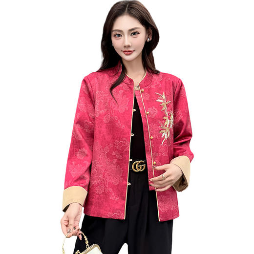 QYM 5951-Y时尚国风外套刺绣花宽松休闲中式休闲 商品图4