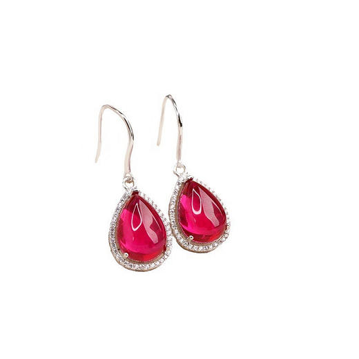 丁摩 s925银耳环女士气质水滴形玉髓玛瑙耳坠耳饰5ZF-9152 商品图4