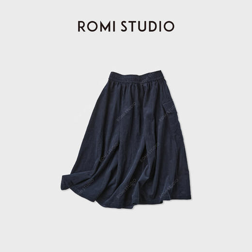 ROMI STUDIO“原生蓝染”手工技艺松紧A摆工装喇叭半身裙RWCAX66366 商品图1
