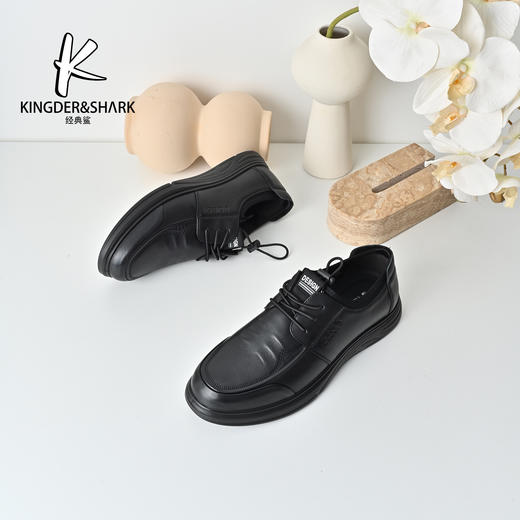 KDS经典鲨2025年秋季专柜新品牛皮革男士黑色平底舒适柔软休闲鞋KW262-533081 商品图1