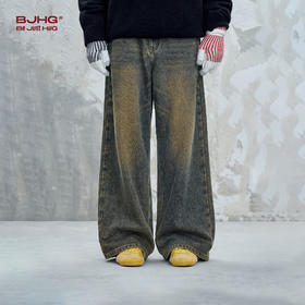 BJHG不计后果新款加绒复古牛仔裤子男款秋冬季百搭直筒牛仔长裤女