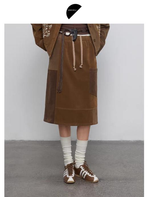 半圆/Q5239766/不规则拼接拼色复古半身裙 商品图0