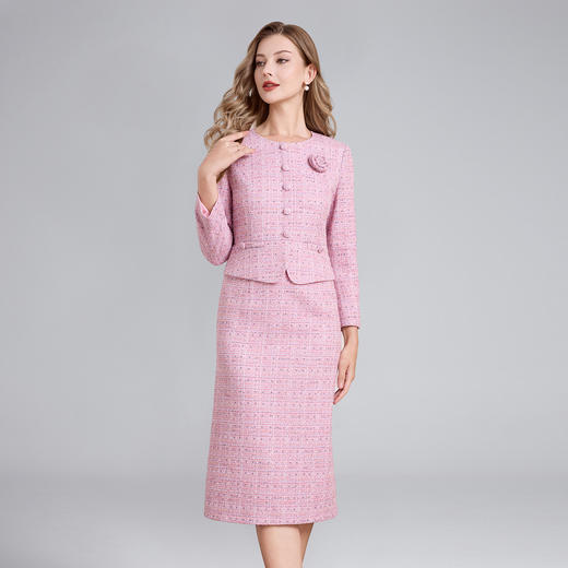 「高货deo」全新升级【铂金会员404/天猫549/差价145】(02234)洛诗琳高级感优雅小香风连衣裙2025秋季假两件显瘦裙子 商品图1