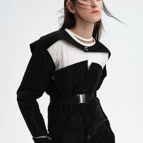 启世录TIWILLTANGMIRROR原创短外套女季立体绗缝两件式裹胸棉上衣