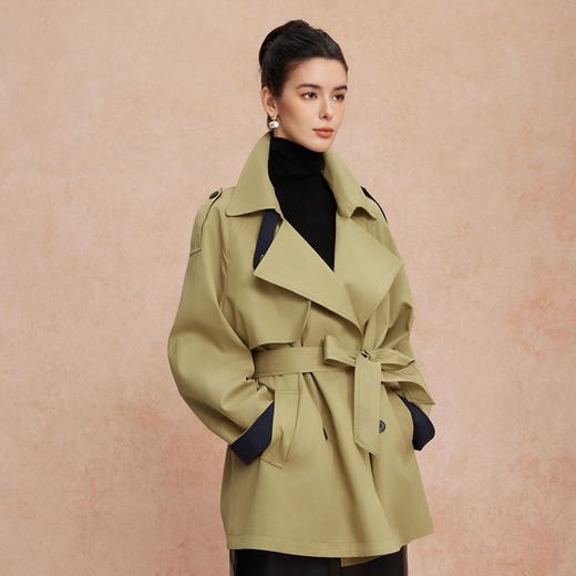 QG001斯尔丽25新款经典复古时尚慵懒风不压个子一手长廓形小个子风衣 商品图2