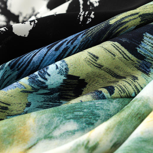 丁摩 蓝色印花半身裙女春夏季薄款中长款高级感气质A字大摆伞裙5ZF-53371 商品图4