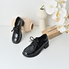 经典鲨2025秋专柜新品百搭黑色圆头鳄鱼纹中粗跟系带皮鞋女KC19-537251 商品缩略图2