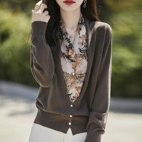 港风V领外套假两件碎花，针织开衫毛衣CC-XIX-463