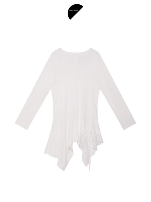 半圆/Q5337826/不规则长袖白色T恤 商品图4