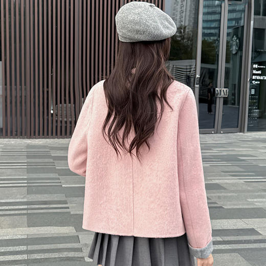 QYM 5958-Y双面毛呢外套时尚单排扣休闲上衣 商品图2